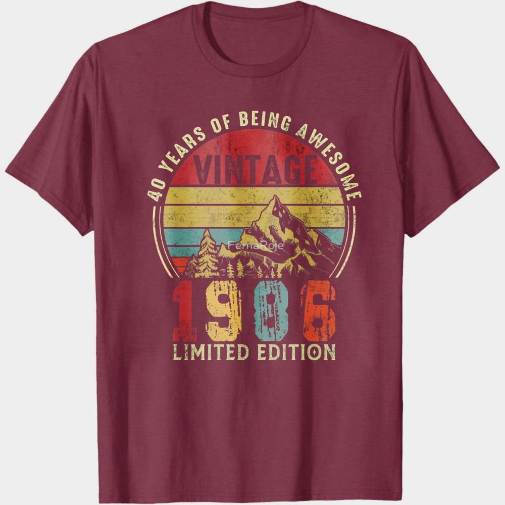 Vintage 1986 40 Years Of Being Awesome Limited Edition Summer Men TShirt Retro Style Birthday Gift For Men 1986 Born Party Wear