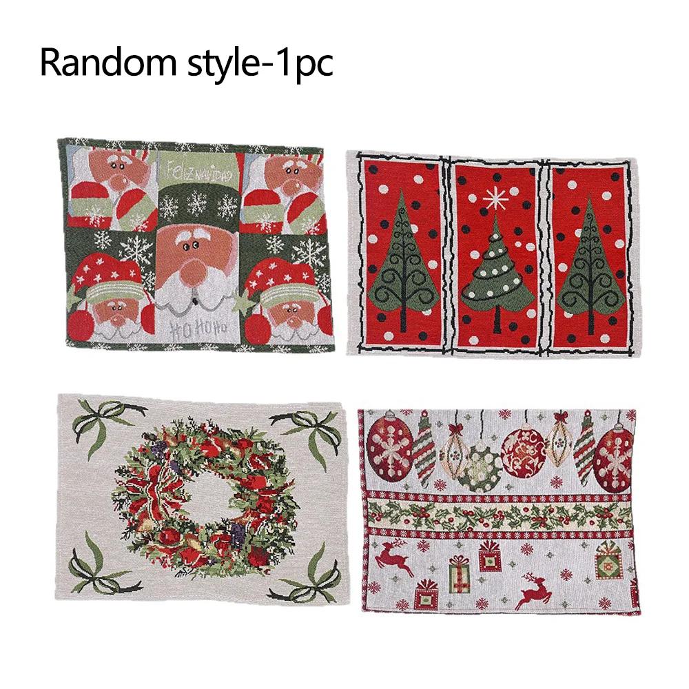 

1/2/4 шт.-Рождественский коврик с принтом Санта-Клауса, рождественские украшения, украшение стола для дома, кухни (случайный стиль)