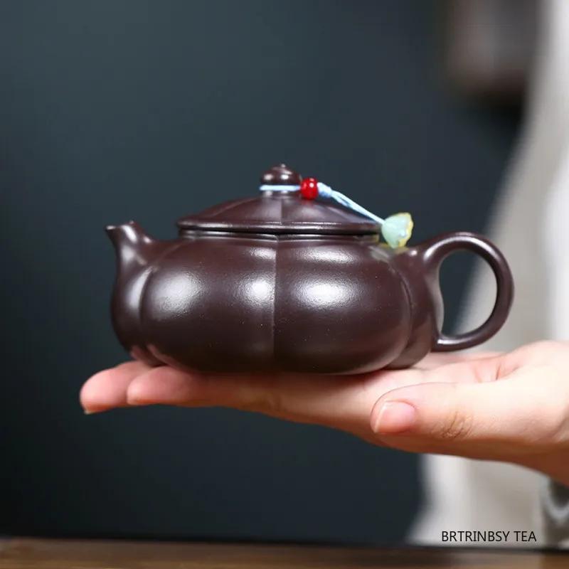 Chinese Yixing Purple Clay Teapot Tradition Handmade Tea Pot Beauty Tea Infuser Kettle Household Zisha Tea Set Accessories 190ml