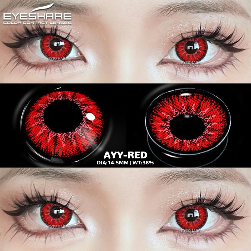 Eyeshare 1 Paar Halloween Farbige Kontaktlinsen für Augen Cosplay Linsen Anime Kosmetik Make-Up Lila Farbige Linsen Rote Augen