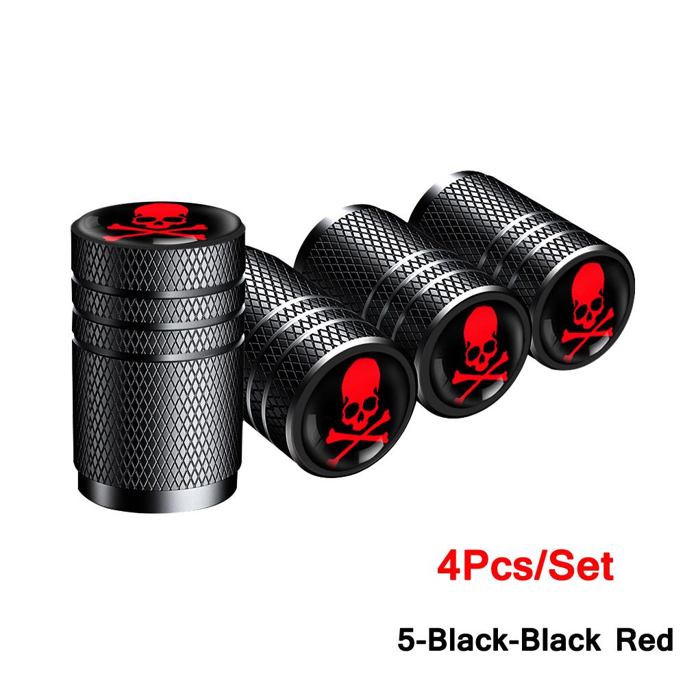AUTCOAT 4Pcs/Set Car Tire Valve Caps Skull Wheel Valve Cap Auto Tyre Air Valve Stem Caps Dust Cover for Car Vehicles Styling