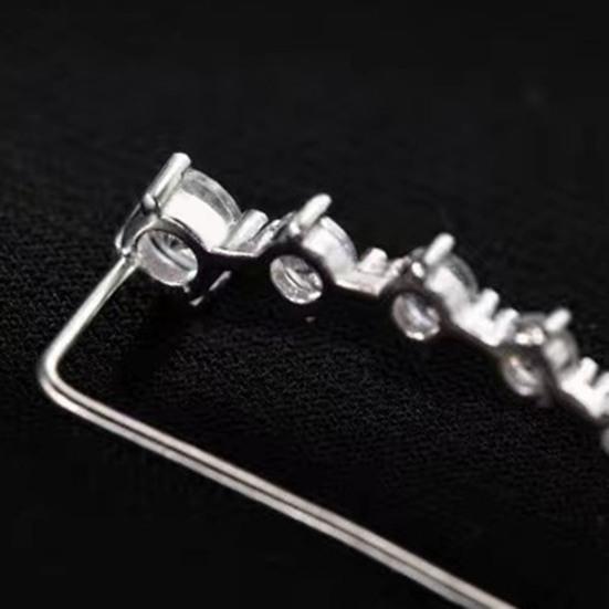 Seven Star Stud Earrings Row of Cubic Zirconias Earrings Shining Silver Earrings for Women Party Dating Formal Occasion Accessory