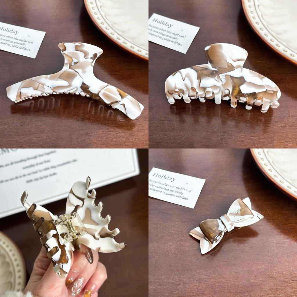 Sophisticated Acetate Hair Claw Clips In Vintage Milk Coffee Color For Chic Women's Hair Accessories
