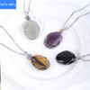 European and American fashion natural crystal stone denier-shaped hand-wound pendant amethyst tiger eye stone necklace jewelry