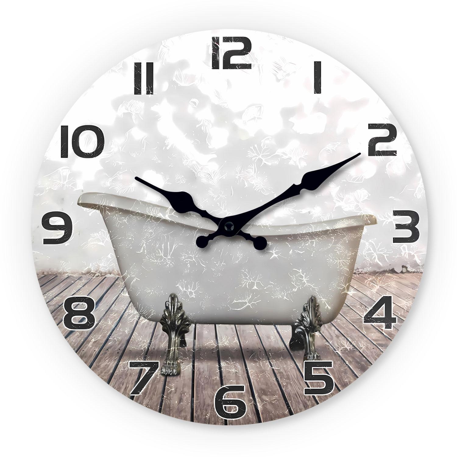 High-Quality Bathtub High-Quality Pattern High-Quality Wooden High-Quality Wall High-Quality Clock, 10-14Inch High-Quality Silent High-Quality Wall (as the picture,10 Inch)