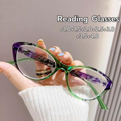 Fashion Personality Presbyopia Glasses Women Luxury Cat Eye Frame Anti-Blue Light HD Far Sight Eyeglasses Diopter +1.0 To +4.0