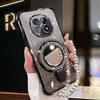 Glitter Mirror Holder Bracelet Phone Case For Samsung Galaxy Note 20 Ultra Note 10 Plus Soft Silicone Shockproof Stand Cover