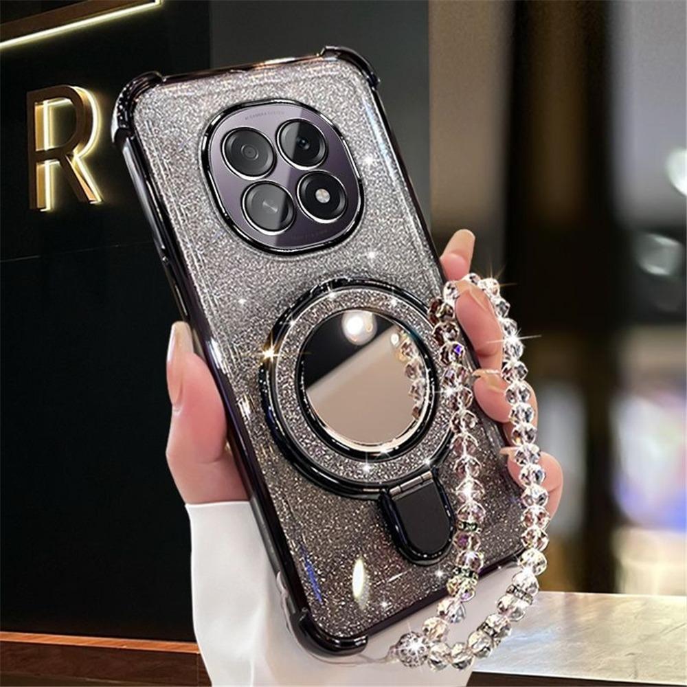 Glitter Mirror Holder Bracelet Phone Case For Samsung Galaxy Note 20 Ultra Note 10 Plus Soft Silicone Shockproof Stand Cover