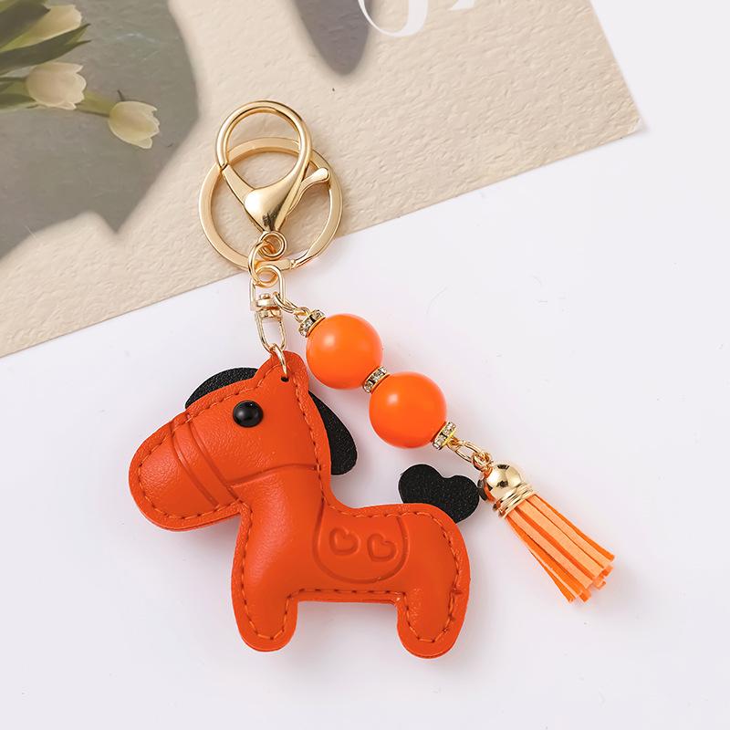 Cute Pony Keychain Creative Cartoon Leather Animal Pendant Keyring  Trendy Bag Charm Handbag Hanging Decoration Gifts