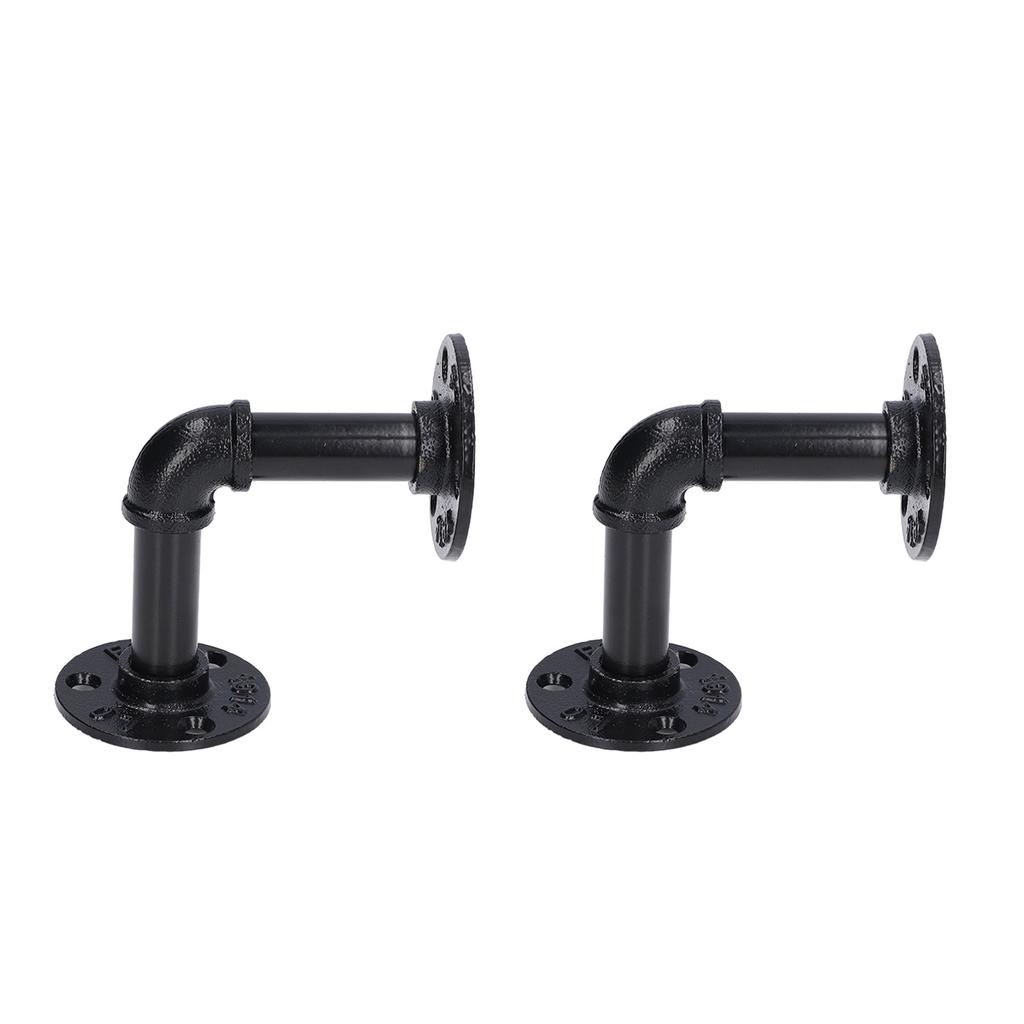 Pipe Shelf Brackets Iron Black Retro Wall Mounted Clapboard Support Frame Racks Set