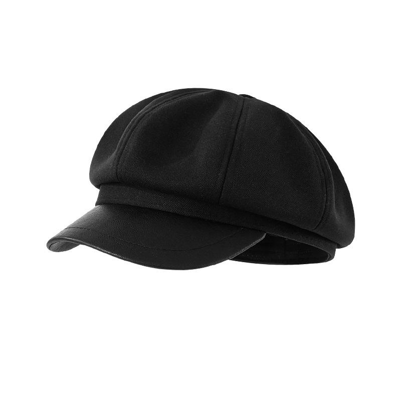 

Осенне-зимний берет для девочек, универсальная шляпа с маленьким восьмиугольным лицом, литературная ретро-шляпа газетчика, шляпа художника average size (55-59cm) adjustable чёрный