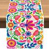 Mexican Floral Linen Table Runner Cinco De Mayo Mexico Let's Fiesta Party Decoration Dining Room Home Kitchen Table Decorations