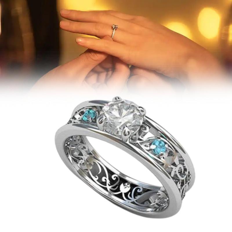 Inlaid Sapphire Rings Women Jewelry Decoration Fashion Gifts Design Elegant