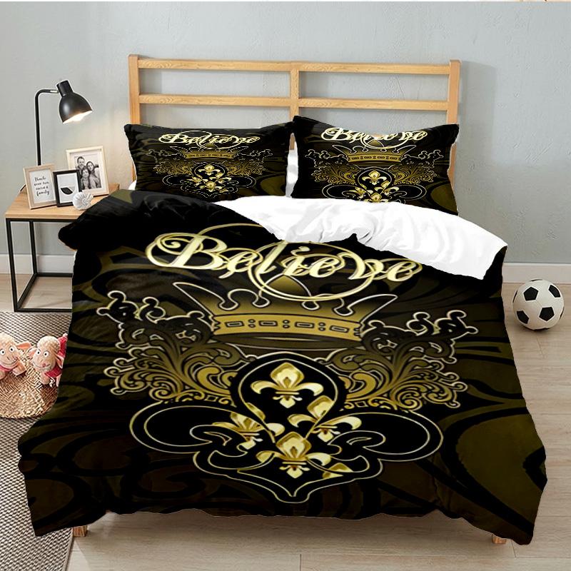 Orleans Saints Logo Bedding Set 3pcs, High Quality Bedding Set Including 1pc Duvet Cover And 2pcs Pillowcases for Bedroom, Dormitory Gift