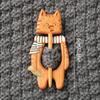 Umbrella Dancing Piggy Wooden Brooch Bunny Kitty Scarf Buckle Cute Animal Sweater Pin  Sweater