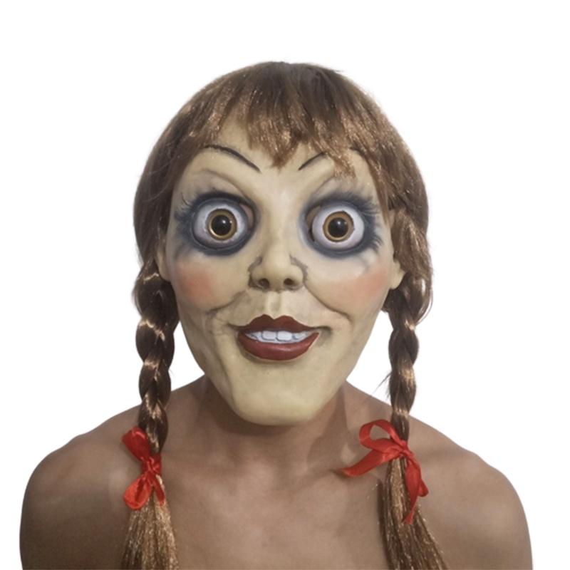 

Маска на голову из латекса куклы Аннабель из фильма ужасов, реквизит для косплея на Хэллоуин