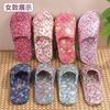 Flower pattern color matching cotton cloth bottom slippers home silent non-slip non-slip pad machine sewing light and versatile tide