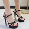 Brand High Heels Platform women Shoes Sandals 2024 Summer  Ankle Buckle Strap Open Toe Leather Roman Mujer Zapatos Big Size