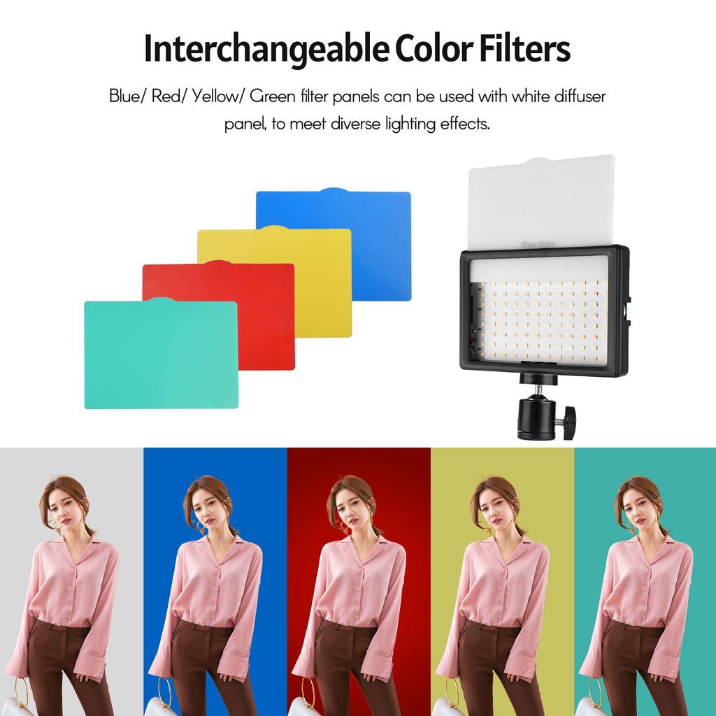 USB Dimmable Photography Lighting Kit LED Video Light with Ball Head Tripod 10 Color Filters Red Yellow Blue Green White