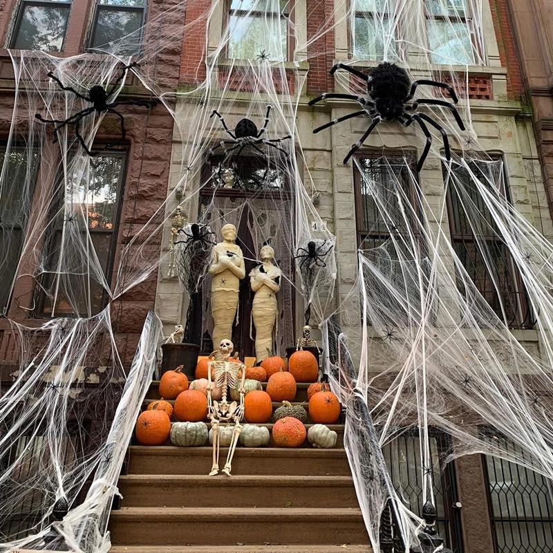 White Spider Web For Halloween Decorations Artificial Stretchy Cobweb For Halloween Scary Party Scene Decor Haunted House Props