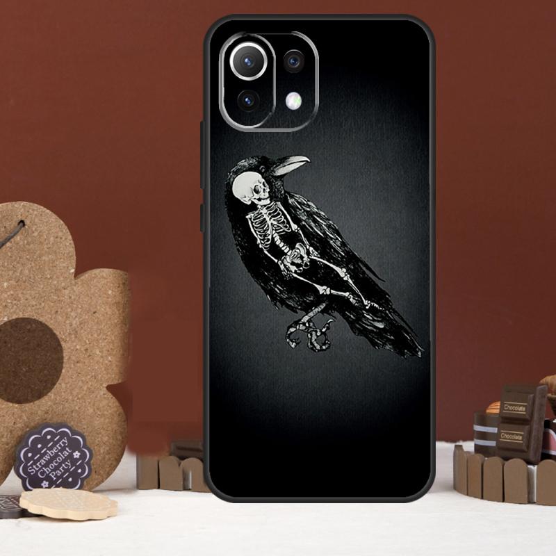 Skull Crow Flower Case For Xiaomi 17 Pro Max 14 15 Ultra 15T 13T 14T POCO F8 Ultra F7 F5 F6 X5 X6 X7 Pro Cover