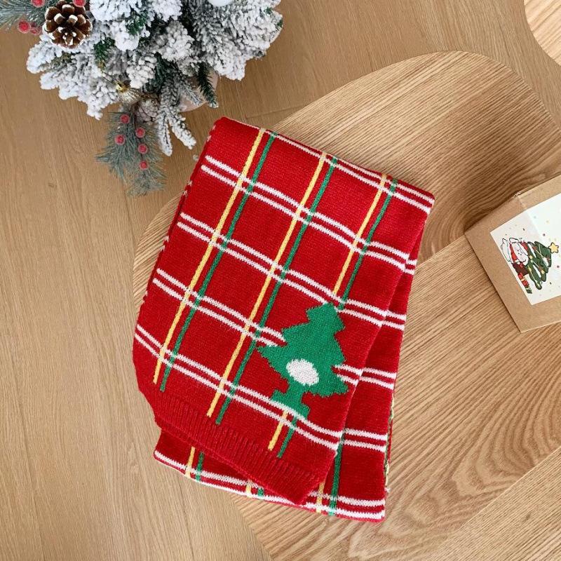 Kids' Red Knitted Wool Scarf - Winter Neck Warmer for Boys & Girls