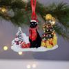 Wooden Cat Christmas Tree Pendant Snowman and Cat Christmas Decoration  Christmas Party