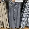 Japanese Women's Plaid Seersucker Elastic Waist Straight-Leg Pants, Spring/Summer 2025 Collection.