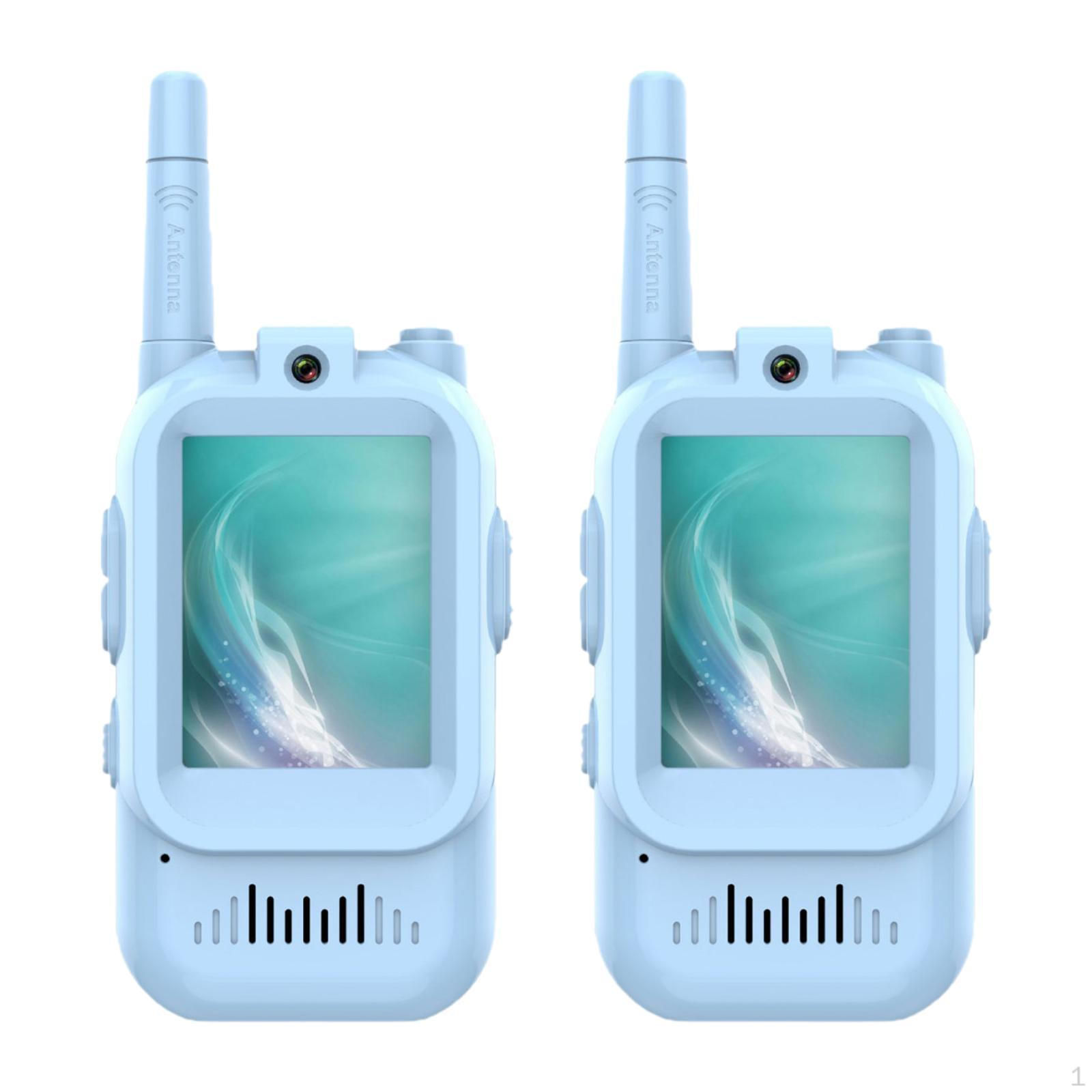 

2x Video Walkie Talkies Portable Voice Changer for Boys Girls Travel Toddler Blue