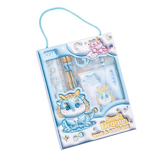 

6Pcs Cartoon Stationery Gift Set for Kids Back to School Pencil Kit in Gift Box Elementary Student Supplies with Eraser Ruler Birthday Holiday Present