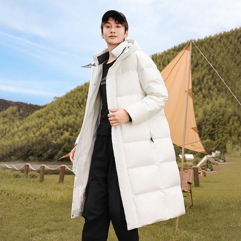 

Men s High-Quality Hooded Down Jacket - Long Winter White Duck Down, Warm, Casual Outerwear, Trendy Workwear, 50% Down Filling XXL білий