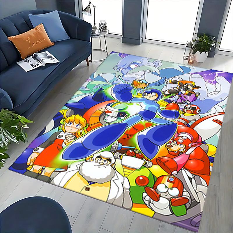 1pc Mega Man Anime Cartoon Design Office Chair Mat Non-Slip Carpet for Home Decor, Living Room, Bedroom, Game Room - Perfect Gift for Fans!Y076
