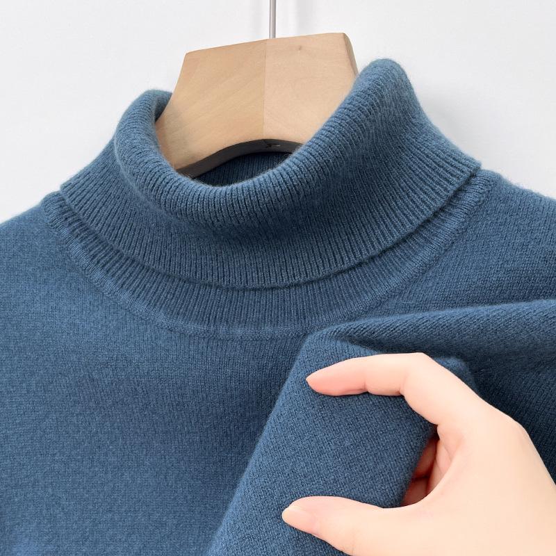 Men s 100% Wool High Neck Sweater - Thick Warm Base Layer for Autumn/Winter 2025 XXXL