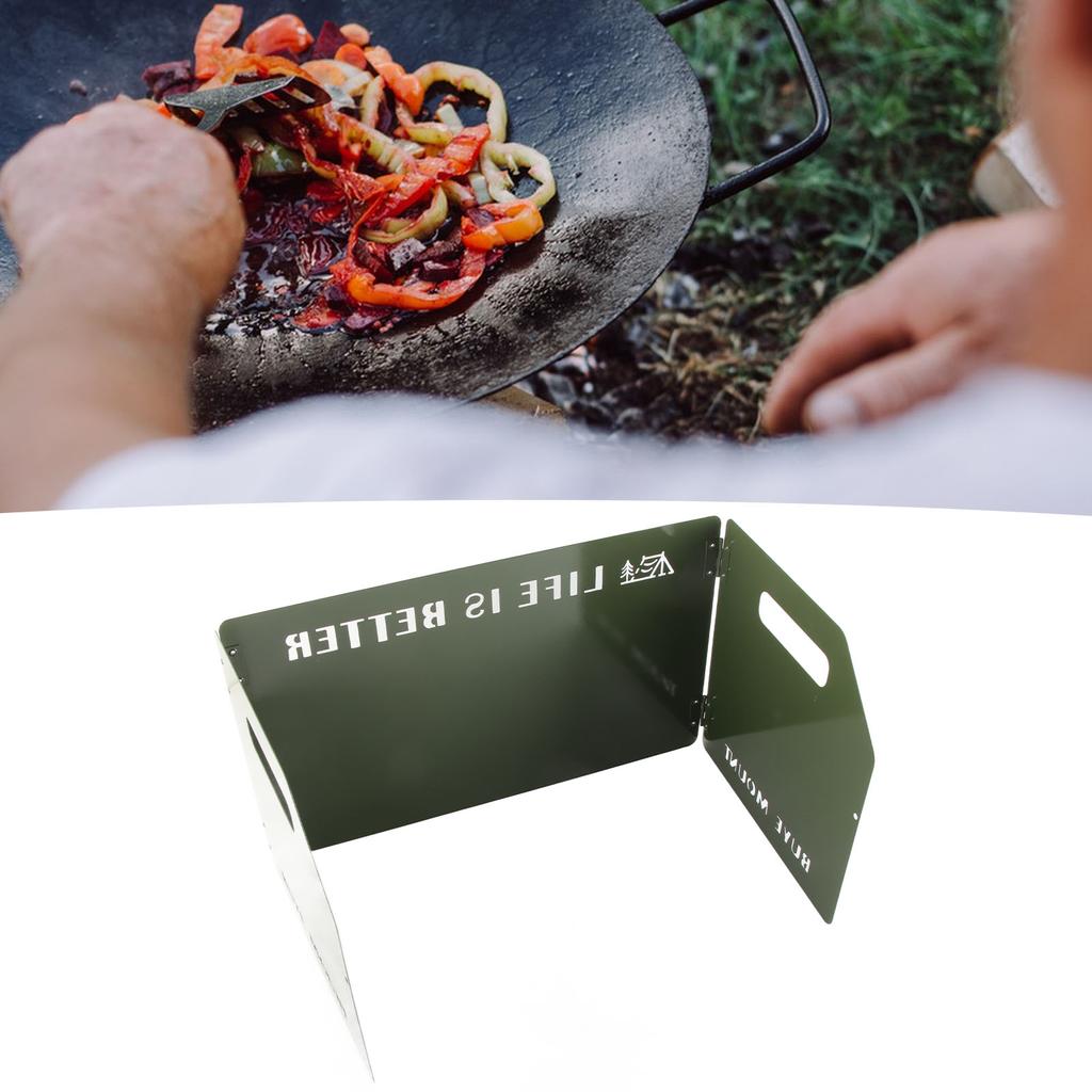 Camping Stove Windscreen Outdoor Folding Portable Metal Stove Windshield Wind Blocker Tri Folded