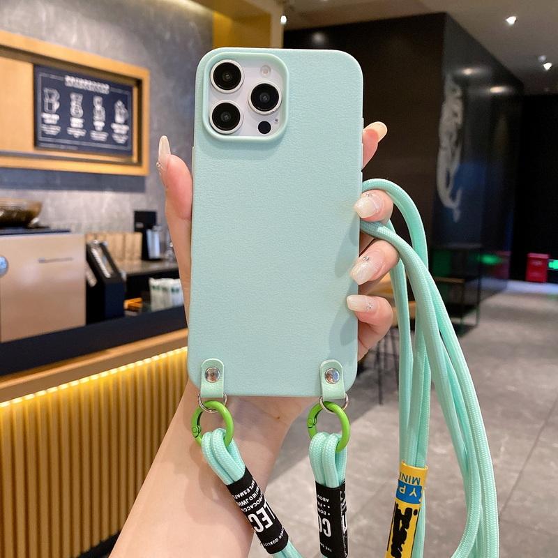 Modny pokrowiec na ramię z TPU, miękki, na iPhone'a 16 Pro Max 15 Plus 14 Pro 13 12 11, prosty pasek, odporny na wstrząsy, matowy, smukły pokrowiec na telefon