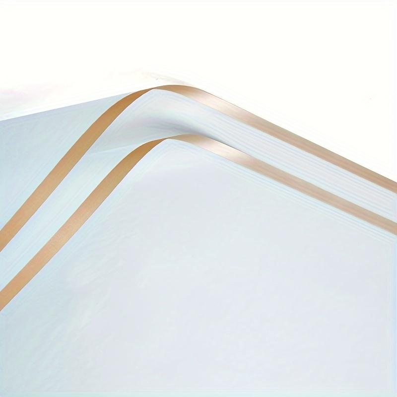 20 Sheets Size 22.8 X 22.8 Inches Semi-transparent Gold Edge Flower Wrapping Paper Plastic Wrapping Paper Flower Packaging DIY Handcraft Supplies