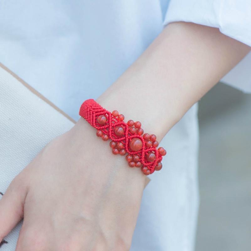 Bracelet en Pierre Bracelets Et Bracelet,Bracelet Femme Fait À La Main Pierre Naturelle Rose Perles De Quartz Bracelet Couples Tresse Corde Bracelet Réglable Chakra Unisexe Yoga Bracelets