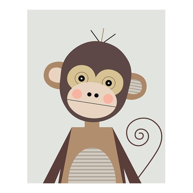 Cartoon Geometric Animal Elephant Lion Tiger Decorative Painting Simple Home Porch Living Room Painting Canvas Painting Wall Art