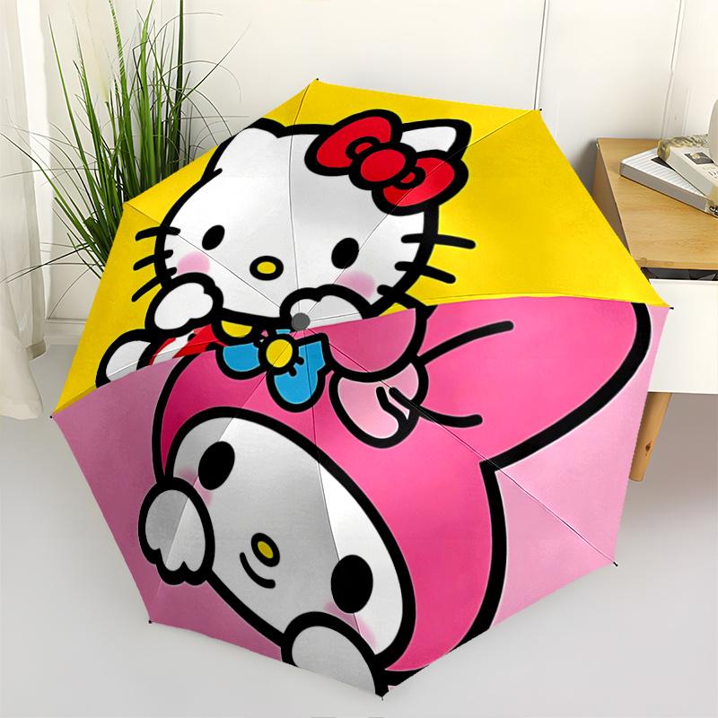 1pc Hello Kitty & My Melody Automatic Opening Folding Umbrella - 8 Bone Iron Frame, Portable Design, Outdoor, Perfect Gift for Fans, Travelers, Everyd