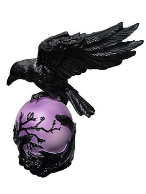 Violet Glow Raven's Moonlight LED Lamp Spooky Hollow Design Gothic Raven Lamp Glowing Orb Ravens Crow Table Lamps
