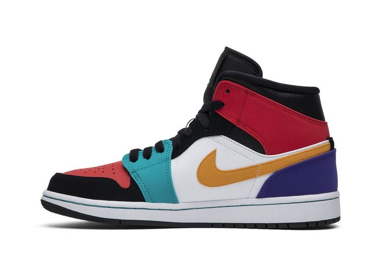 Men's Sneakers Jordan 1 Mid Bred Multi-Color White/University Red-Black-Turbo Green