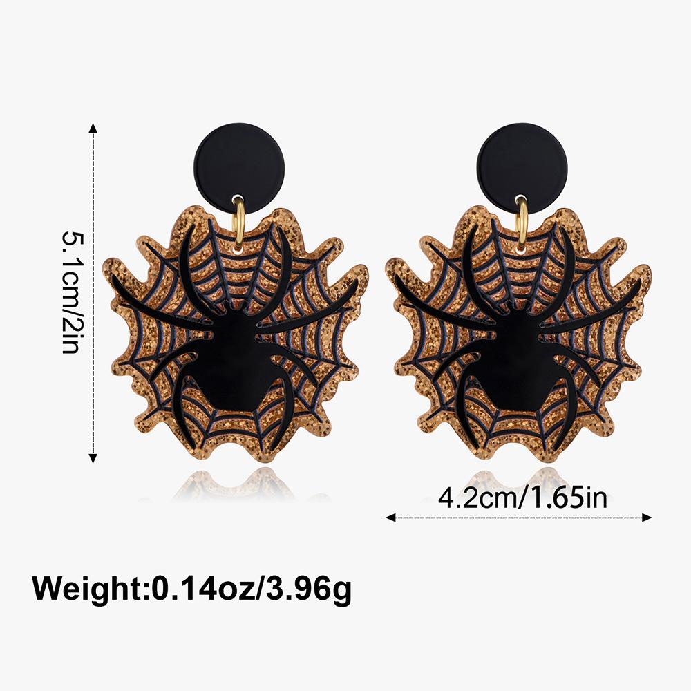 Cartoon Spider Web Halloween Earrings, Horror Funny Spider Acrylic Earrings Circle
