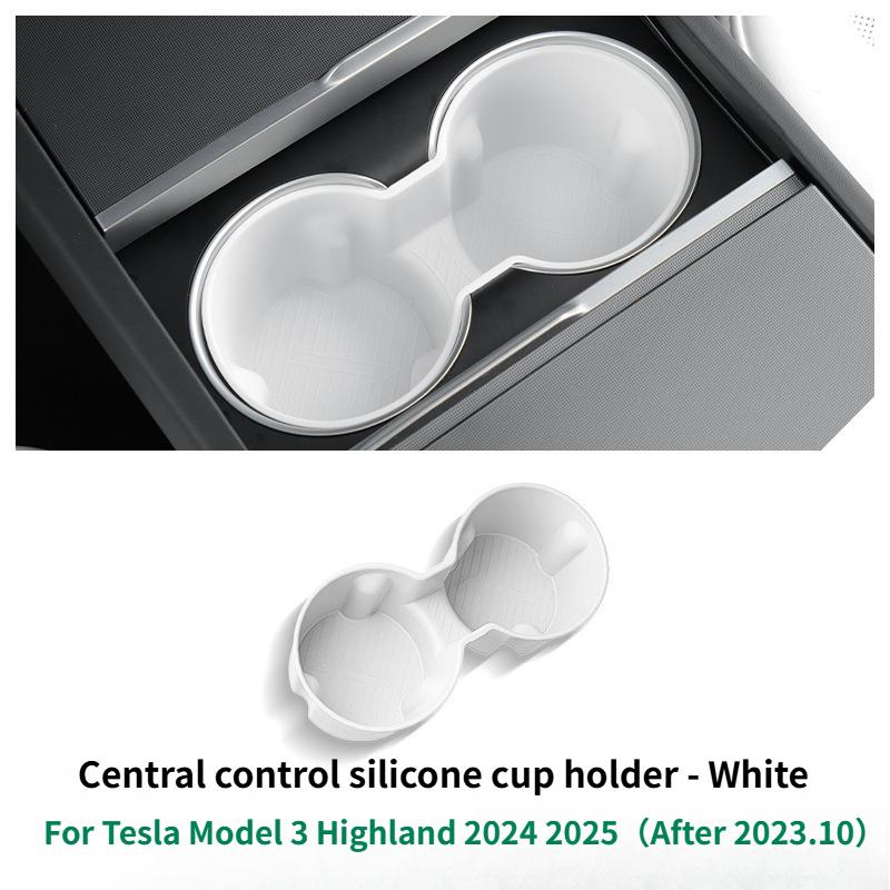 For Tesla Model Y Juniper 2025 Center Console Storage Organizer Box Tray Armrest Hidden Box Cup Holder New Model 3 Highland 2024