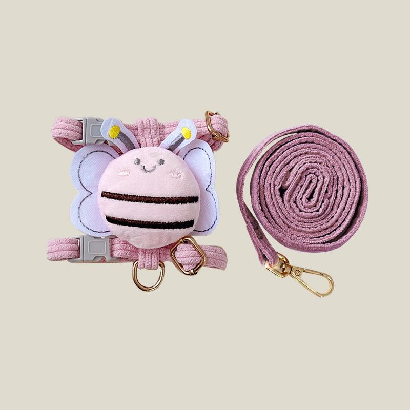 

Кошачья шлейка Милая шлейка для домашних животных в стиле пчелы и поводки Набор регулируемых шлейок для кошек Маленькие собаки Мопс Чихуахуа Аксессуары для кошек S розовый