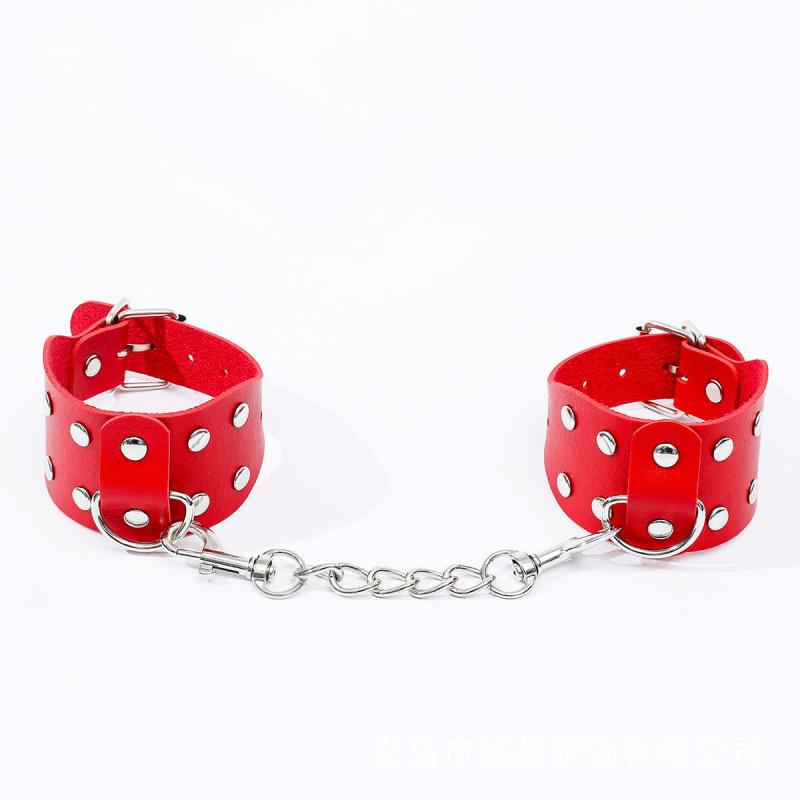 Sex Toy Sexy Leather Handcuffs Footcuff Toy Training Bondage and Discipline Game Props Cross-Border Factory Direct Sales