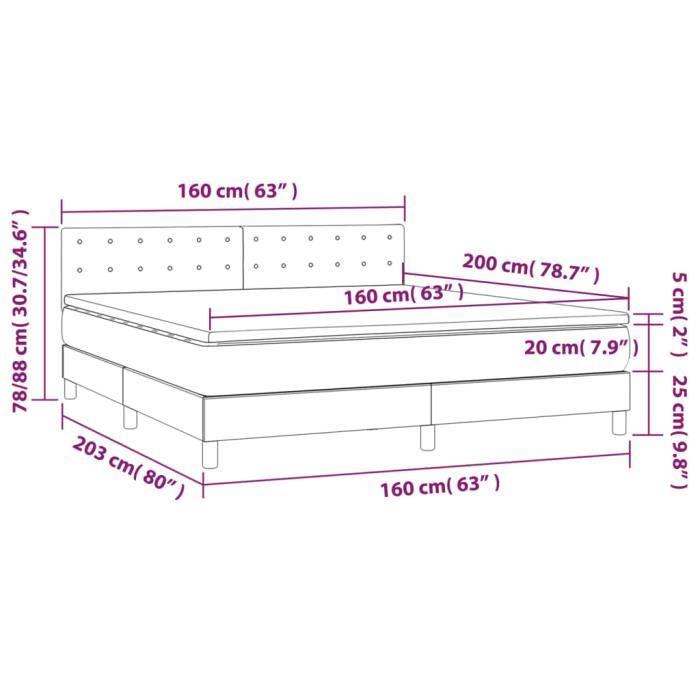VidaXL Lit à sommier tapissier avec matelas Noir 160x200 cm Tissu - Modèle 3140947