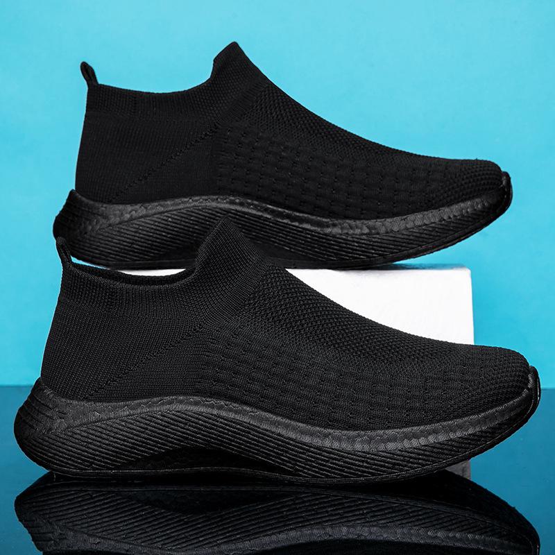 Large Size Men's Shoes Lightweight Soft Sole Popcorn Shock Absorption One Pedal Sports Casual Socks Shoes Breathable Couple