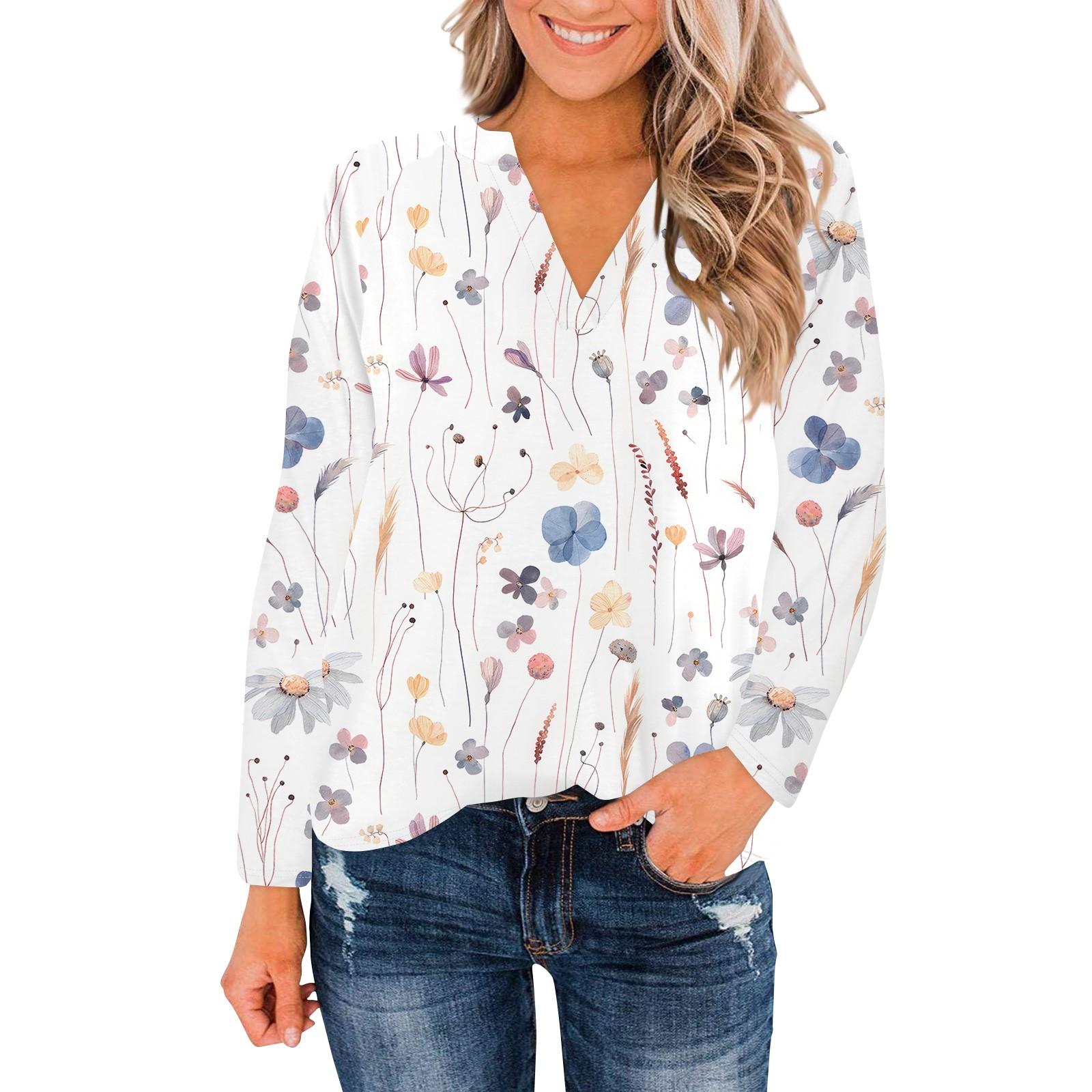 

Женские топы с V-образным вырезом и длинным рукавом, повседневные футболки, свободные легкие туники, блузки, рубашки XL белый