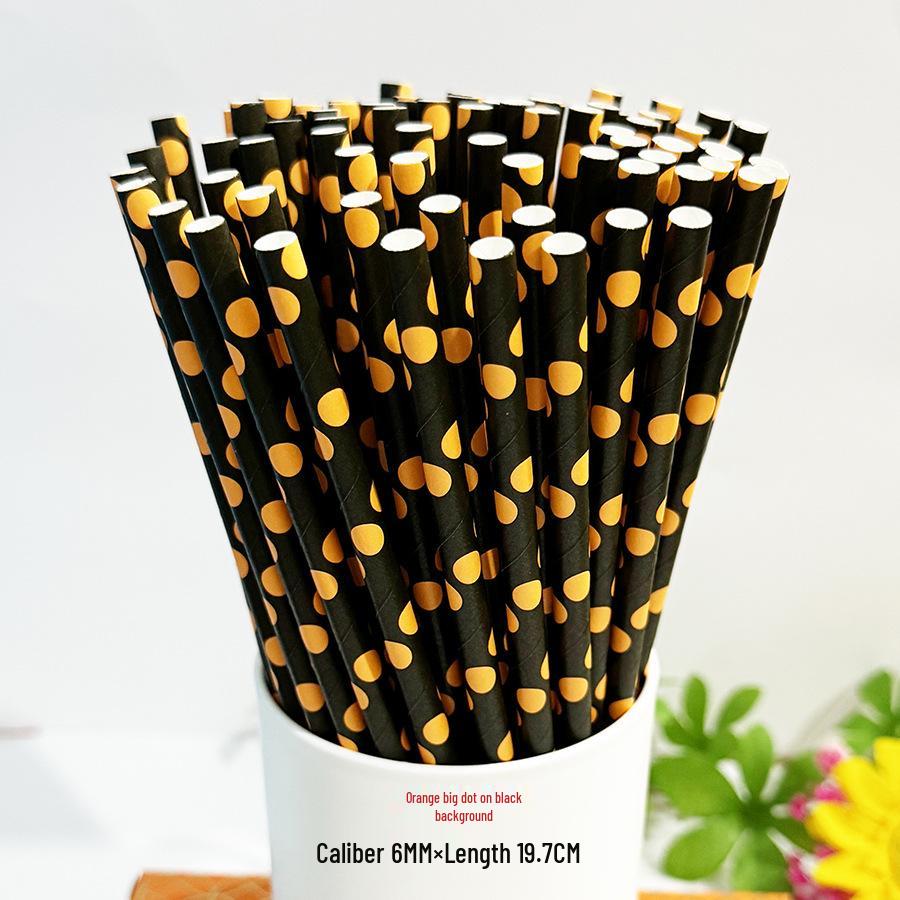 Biodegradable Halloween Paper Straws with Skull and Pumpkin Design
