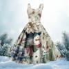 Women's Christmas Print Casual Fashion Round Neck Mid-Length Dress